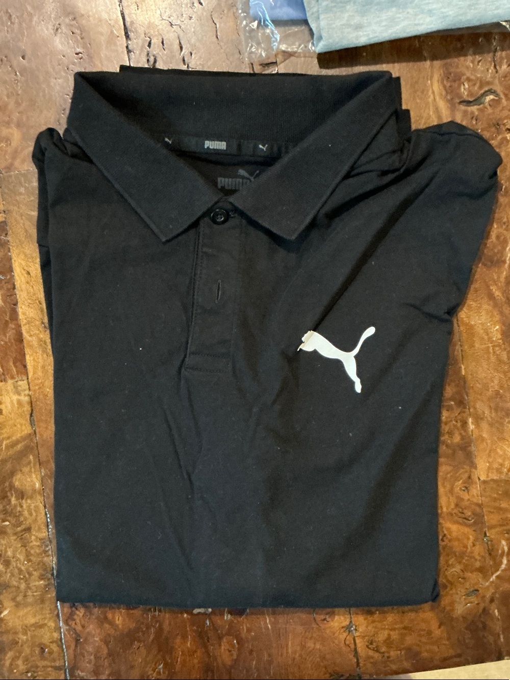 Puma Black Polo with White Puma Cat Logo